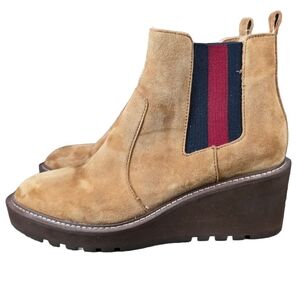 Cecelia New York Gemma Suede Boot Slip On Low Wedge Nutella Shoe Bootie Sz 9